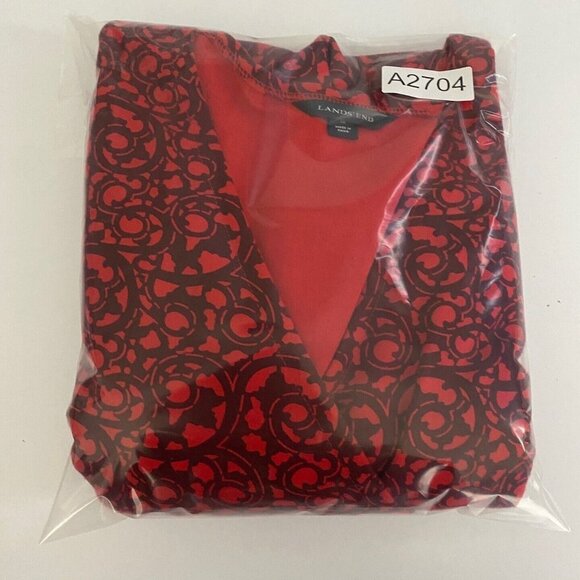 Lands End Fit Flare Dress Faux Wrap 3/4 Sleeves Knee Length Red Size 18 - Picture 10 of 10